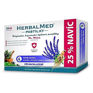 Dr. Weiss HerbalMed Šalvěj + ženšen + vitamin C 24+6 pastilek obraz
