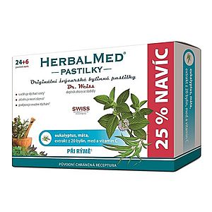 Dr. Weiss HerbalMed Eukalyptus + máta + vitamin C 24+6 pastilek obraz