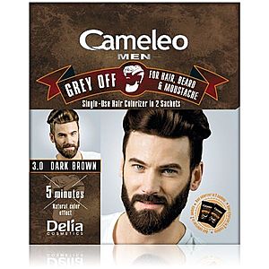 Delia Cosmetics Cameleo Men jednorázová barva pro okamžité zakrytí šedin odstín 3.0 Dark Brown 2 x 15 ml obraz