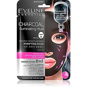Eveline Cosmetics Charcoal Illuminating Ritual super hydratační čisticí textilní maska 1 ks obraz