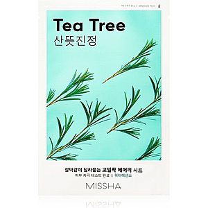 Missha Airy Fit Tea Tree plátýnková maska s čisticím a osvěžujícím účinkem pro citlivou pleť 19 g obraz