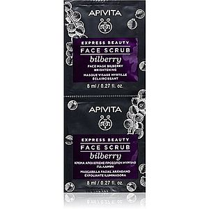 Apivita Express Beauty Brightening Face Scrub Bilberry intenzivní čisticí peeling pro rozjasnění pleti 2 x 8 ml obraz