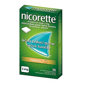 Nicorette FreshFruit Gum 2 mg léčivá žvýkací guma 30 žvýkaček obraz