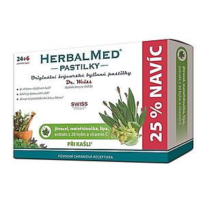 Dr. Weiss HerbalMed Jitrocel + mateřídouška + lípa + vitamin C 24+6 pastilek obraz