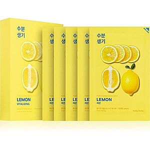 Holika Holika Pure Essence Lemon plátýnková maska se zjemňujícím a osvěžujícím účinkem s vitaminem C 5x20 ml obraz