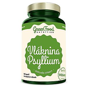 Vláknina Psyllium - GreenFood Nutrition, 96 kapslí, Vláknina Psyllium - GreenFood Nutrition, 96 kapslí obraz