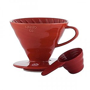 Hario keramický překapávač na kávu - červený obraz