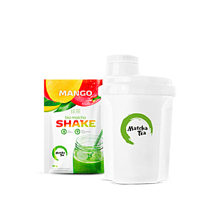 BIO Matcha Tea Shake, 30 g Matcha Tea Shake Mango + šejkr, BIO Matcha Tea Shake, 30 g Matcha Tea Shake Mango + šejkr obraz