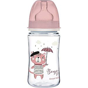 Canpol babies Bonjour Paris kojenecká láhev 3m+ Pink 240 ml obraz