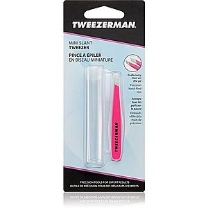 Tweezerman Mini Slant pinzeta se zešikmeným koncem mini s cestovním pouzdrem Neon Pink 1 ks obraz
