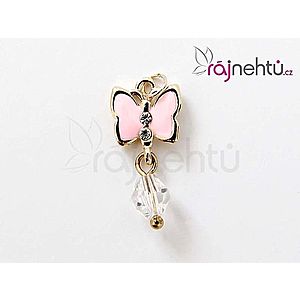 Ozdoba nehtu - Piercing motýl růžový obraz