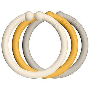 BIBS Loops závěsné kroužky Ivory / Honey Bee / Sand 12 ks obraz