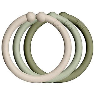 BIBS Loops závěsné kroužky Vanilla / Sage / Olive 12 ks obraz