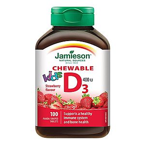 Jamieson Vitamín D3 Kids jahoda 100 cucacích tablet obraz