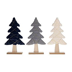 deco Vianočný stromček textil/drevo biely 19x5x33, 5cm obraz
