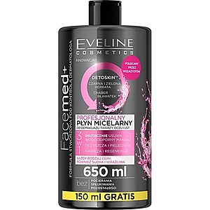 Eveline Cosmetics FaceMed+ čisticí a odličovací micelární voda s detoxikačním účinkem 650 ml obraz