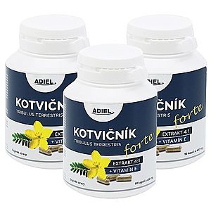 Adiel Kotvičník zemní Forte s vitamínem E 90 cps. 3 balení: 3x90 kapslí obraz