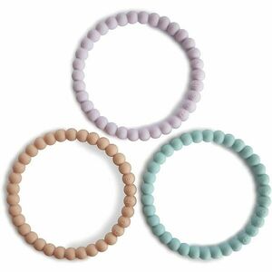 Mushie Pearl Teething Bracelet kousátko Lilac/Cyan/Soft Peach 3 ks obraz