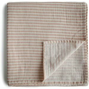 Mushie Muslin Swaddle Blanket Organic Cotton zavinovačka Natural Stripe 120cm x 120cm 1 ks obraz