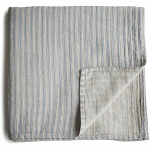 Mushie Muslin Swaddle Blanket Organic Cotton zavinovačka Blue Stripe 120cm x 120cm 1 ks obraz