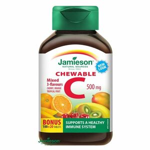 JAMIESON Vitamín C 500 mg mix tří ovocných příchutí 120 žvýkacích tablet obraz