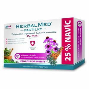 DR. WEISS HerbalMed pastilky Echinacea + rakytník + vitamín C 24+6 pastilek obraz