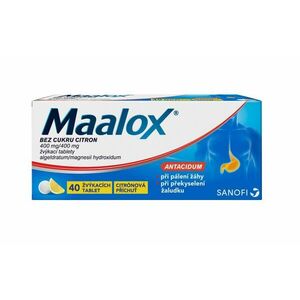 Maalox BEZ CUKRU CITRON 40 žvýkacích tablet obraz