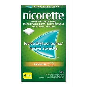 Nicorette FreshFruit Gum 4 mg léčivá žvýkací guma 30 žvýkaček obraz