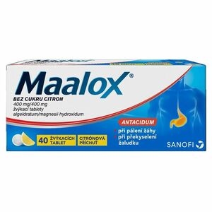 MAALOX Bez cukru citron 40 žvýkacích tablet obraz