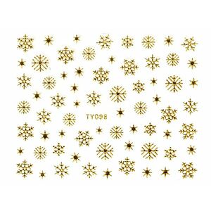 Samolepky na nehty 3D - Sněhové vločky zlaté - TY098 obraz