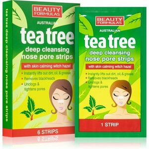 Beauty Formulas Tea Tree čisticí náplast na zanešené póry na nose 6 ks obraz