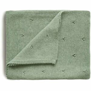 Mushie Knitted Pointelle Baby Blanket pletená deka pro děti Sage 80 x 100cm 1 ks obraz