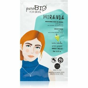 puroBIO Cosmetics Miranda Green Grapes čisticí a zjemňující maska s kyselinou hyaluronovou 10 ml obraz