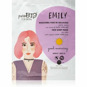 puroBIO Cosmetics Emily Good Morning plátýnková maska s hydratačním a zklidňujícím účinkem s aloe vera 15 ml obraz