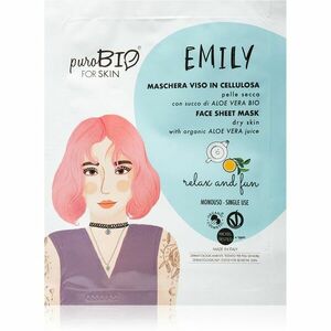 puroBIO Cosmetics Emily Relax and Fun hydratační plátýnková maska s aloe vera 15 ml obraz