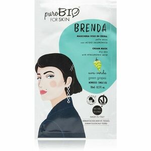 puroBIO Cosmetics Brenda Green Grapes hydratační a vyživující maska s kyselinou hyaluronovou 10 ml obraz