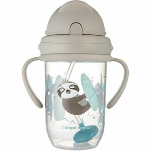 Canpol babies Exotic Animals Cup With Straw hrnek s brčkem Gray 270 ml obraz