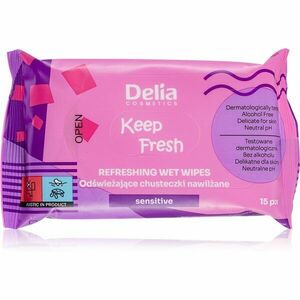 Delia Cosmetics Keep Fresh Sensitive osvěžující vlhčené ubrousky 15 ks obraz
