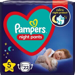 Pampers Night Pants Size 5 jednorázové plenkové kalhotky na noc 12-17 kg 22 ks obraz