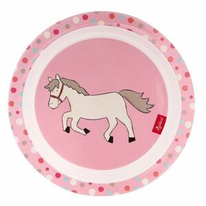 SIGIKID Melamin baby talířek Hoppe Dot kůň se silikonem 21, 5 cm obraz
