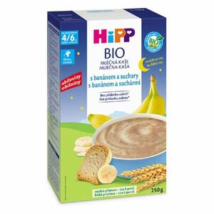 HIPP BIO Mléčná kaše na dobrou noc s banánem a suchary od ukončeného 4./6. měsíce věku 250 g obraz