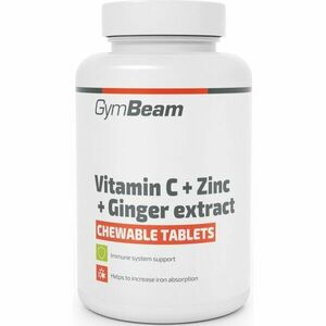GymBeam Vitamin C + Zinc + Ginger Extract žvýkací tablety pro podporu imunitního systému, krásné vlasy, nehty, pleť a normální stav zubů 90 tbl obraz