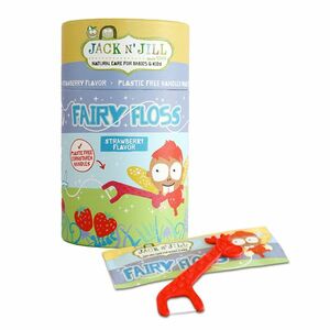 JACK N' JILL Fairy Floss Zubní nit s rukojetí pro děti s jemnou jahodovou příchutí 30 ks obraz
