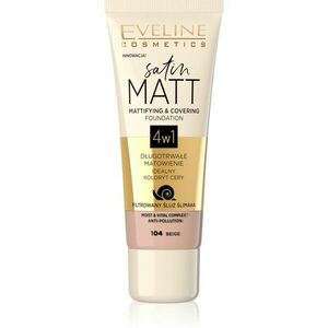 Eveline Cosmetics Satin Matt matující make-up se šnečím extraktem odstín 104 Beige 30 ml obraz