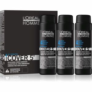 L’Oréal Professionnel Homme Cover 5' tónovací barva na vlasy odstín 4 Medium Brown 3x50 ml obraz
