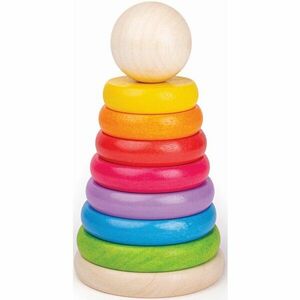Bigjigs Toys First Rainbow Stacker nasazovací kroužky ze dřeva obraz