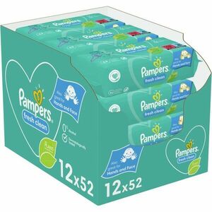 Pampers Fresh Clean vlhčené čisticí ubrousky pro děti pro citlivou pokožku 12x52 ks obraz