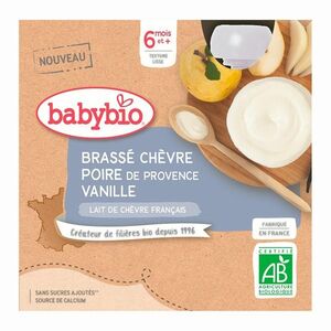 Babybio Brassé Svačinka z kozího mléka s hruškou a vanilkou kapsičky 4x85 g obraz