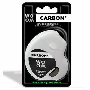 WOOM Carbon+ Expandující černá zubní nit 30 m obraz