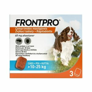 FRONTPRO Žvýkací tablety pro psy 10-25 kg 68 mg 3 tablety obraz